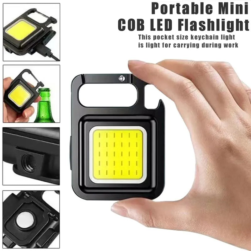 Portable camping hot roasting frying skillet-Mini LED Portable Keychain Flashlight Multifunction COB Work Light USB Rechargeable Strong Magnet Outdoor Camping Lantern