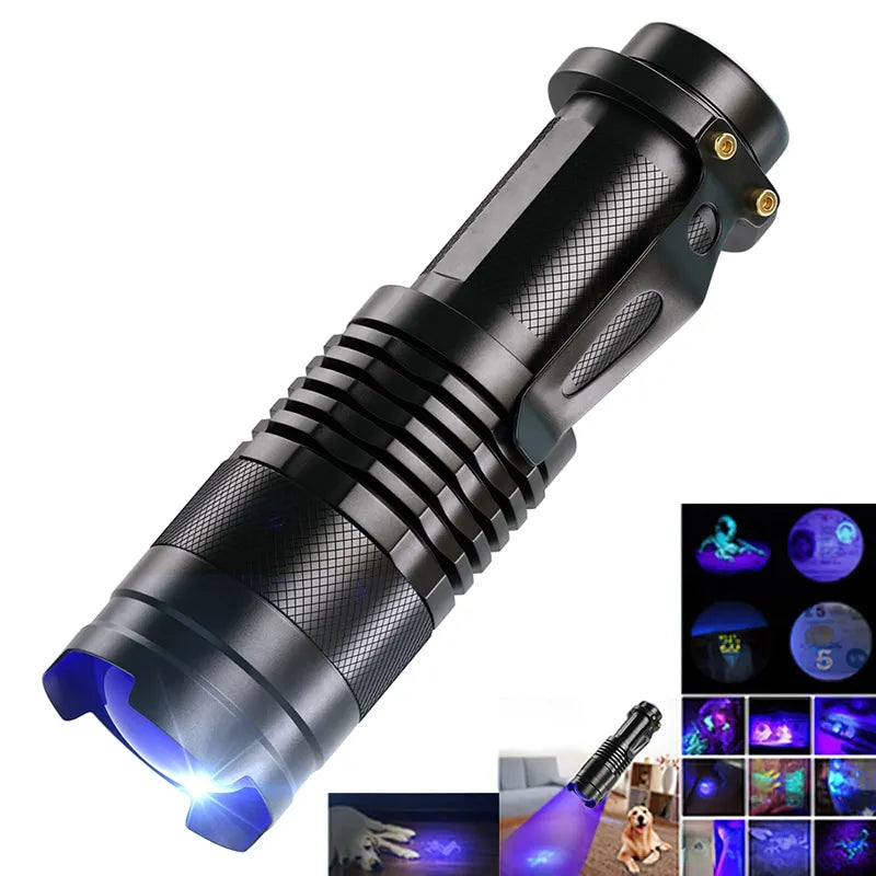 Windproof camping tarp rain shelter-UV LED Flashlight Portable Blacklight 395nm Wavelength Violet Light Pet Urine Scorpion Feminine Hygiene Detector Torch