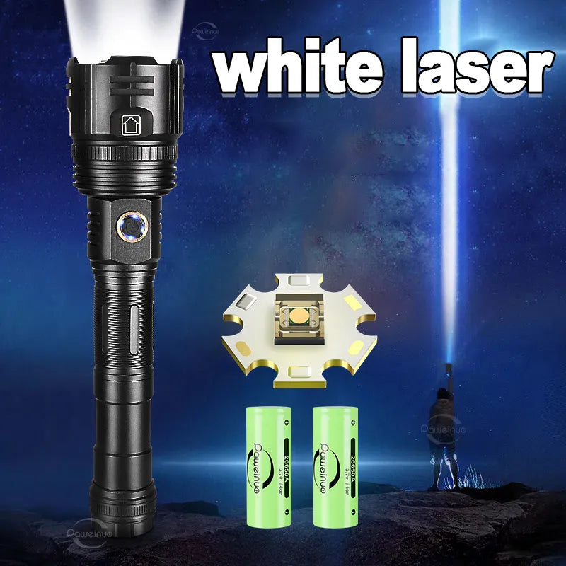 Fast-dry ventilated hiking adventure windbreaker-White Laser Powerful Flashlight USB Rechargeable Flash Light 18650 High Power Led Flashlights Tactical Lantern Long Shot Torch