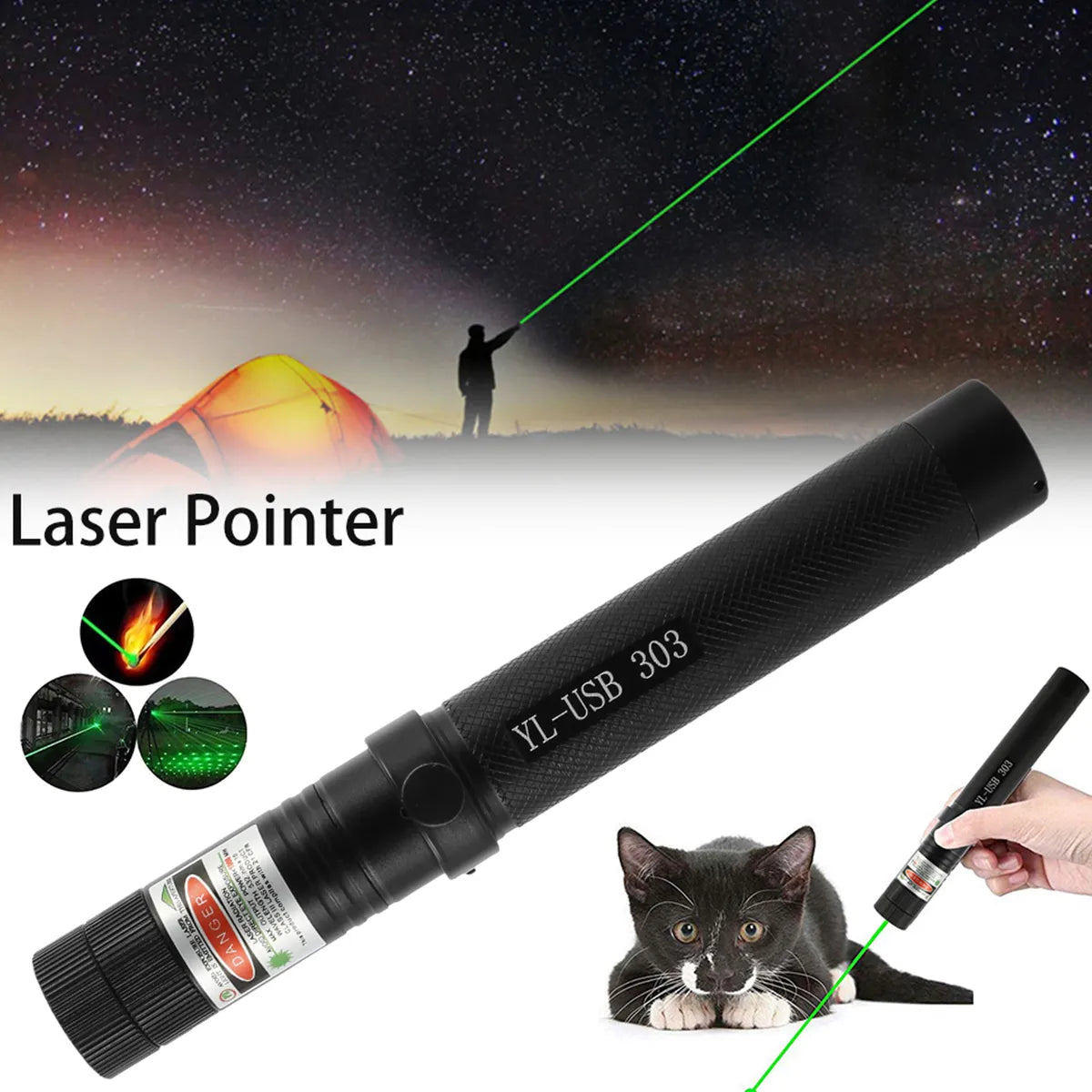 Rechargeable trail signal lamp-Green Laser Pointer- 301 High Powerful Tactics Laser Torch Continuous Line Red dot Laser Single Starry