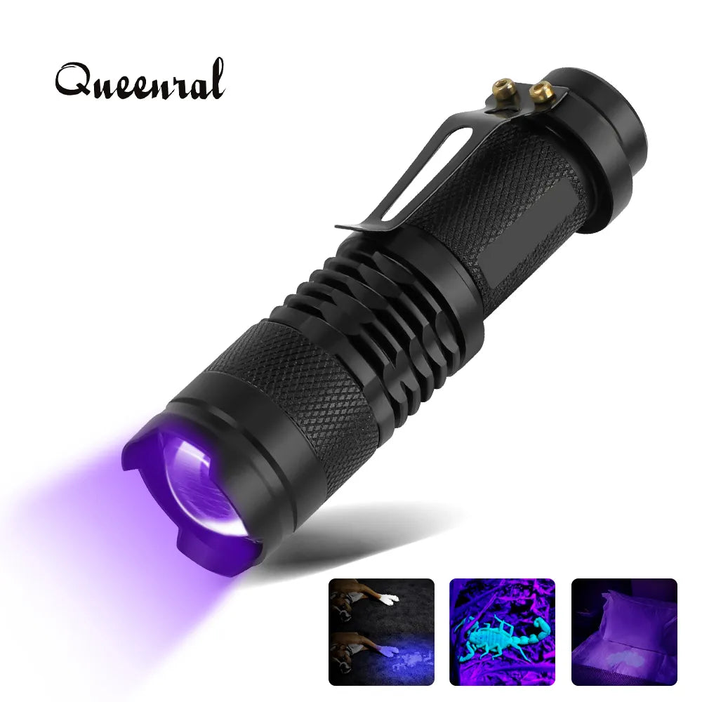 Stretchable rapid-dry hiking pants-UV Light LED Flashlight UV Torch Ultraviolet Lamp Outdoor Portable Zoom Waterproof Mini UV Flashlight Detector Scorpion Hunting