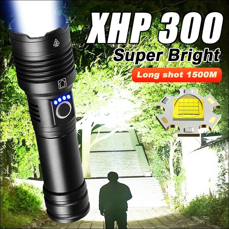 High-endurance geodesic adventure tent-Powerful 16 cores XHP300 LED Flashlights High Power USB Rechargeable Torch Super Bright Zoom Battery Lanterns Camping Hand Lamps