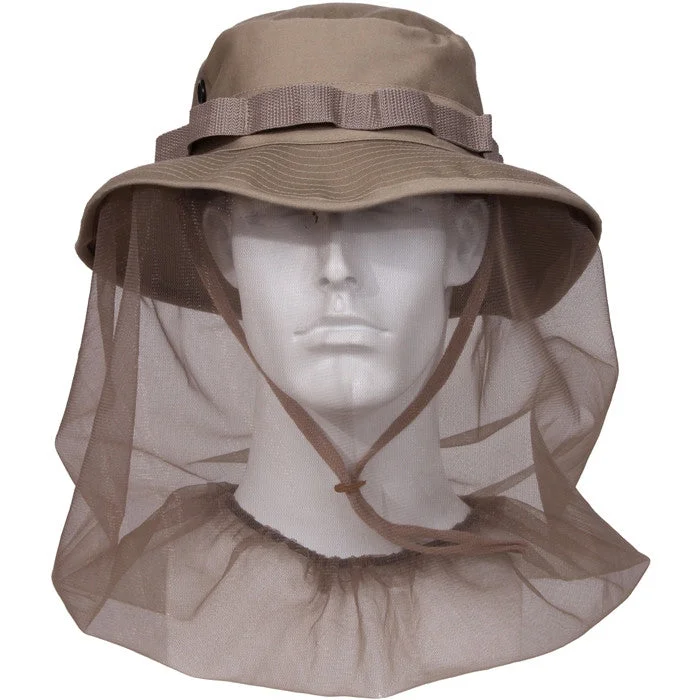 Compact trail survival hiking kit-Khaki - Boonie Hat with Mosquito Netting