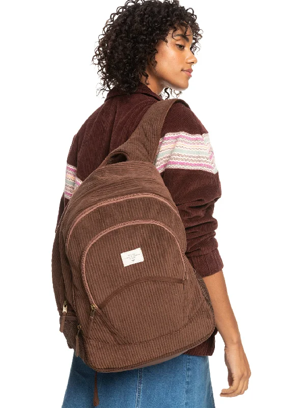 High-pressure trekking water hydration bottle-Cozy Nature Large Corduroy Backpack - Bitter Chocolate