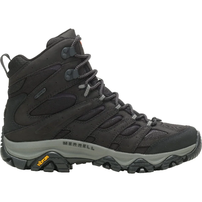 High-volume trekking hydration water flask-Merrell Moab 3 Apex Mid Waterproof Mens Walking Boots - Black