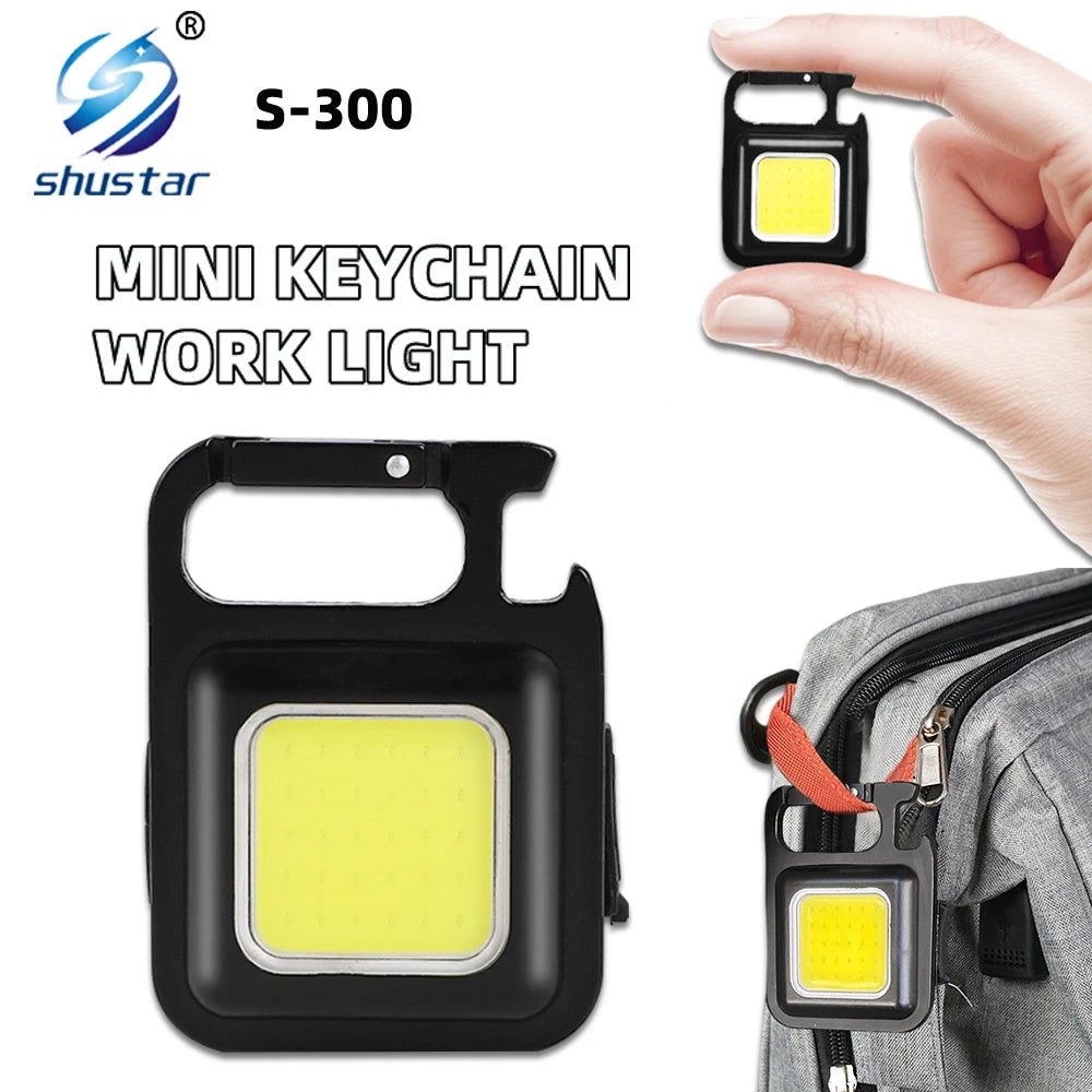 Waterproof hiking trail cargo khakis-MINI Rechargeable Floodlight Keychain Flashlight Camping Easy To Carry Powerful Lantern Wide Range of Lighting Portable Lights