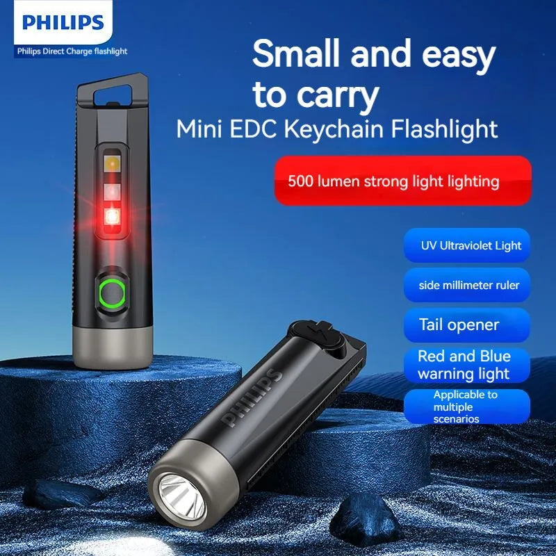 Breathable ventilated trekking windbreaker pullover-PHILIPS NEW EDC Flashlight LED Rechargeable Mini EDC Keychain Flashlights Camping Lamp For Hiking Self Defense