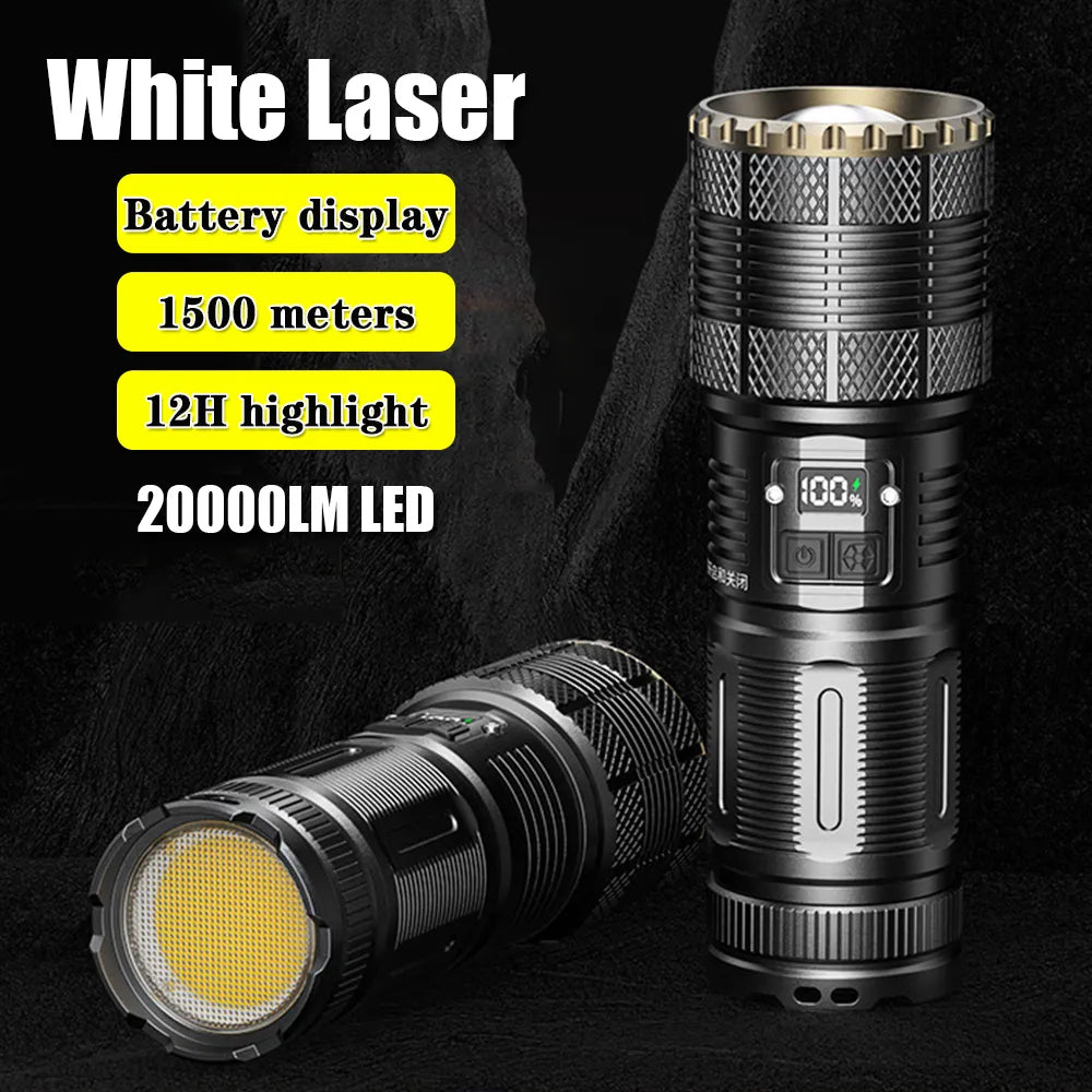 All-condition inflatable camp mattress-High Power White laser Led Flashlights Tactical 7800mah 18650 Built-in Battery Light Emergency Spotlights 9km Holiday Gifts