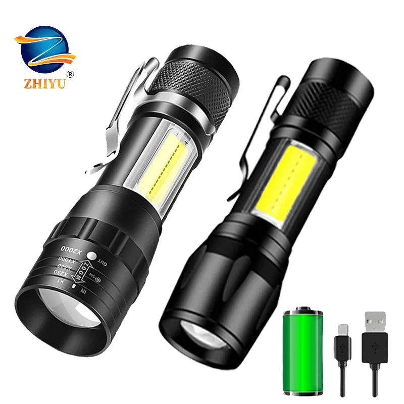 Quick-dry ventilated trekking pullover-Mini Rechargeable LED Flashlight Small Portable Long Range Torch Pen Clip Strong Light Outdoor Household Camping Hunting Lantern