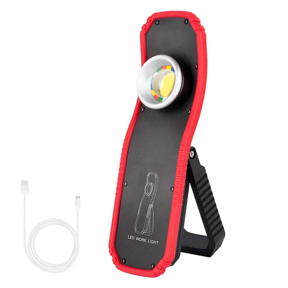 High-stability camping adventure tent-Portable LED COB Flashlight Torch USB Rechargeable Magnetic Lantern Camping Hanging Hook Lamp High-Low Modes Lighting Work Light