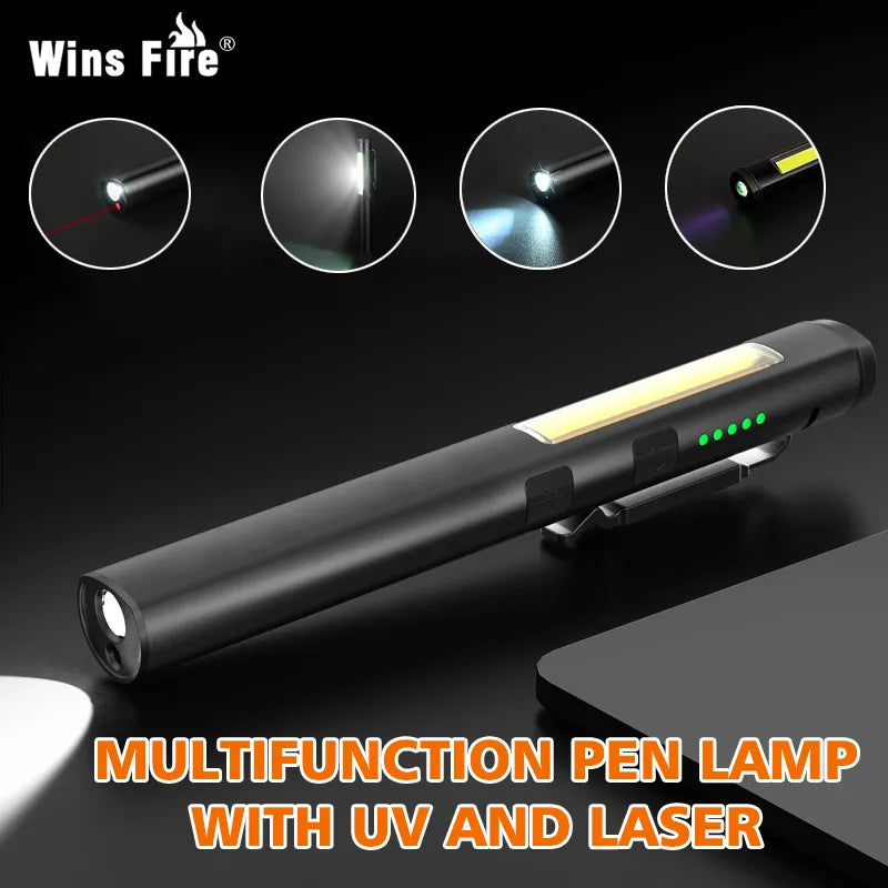 Non-stick hiking roasting flat griddle-USB Rechargeable UV Flashlight 4 In 1(UV/LED/COB)Multifunctional Mini LED 4 Light Sources Pen Clip Flashlight with Indicator