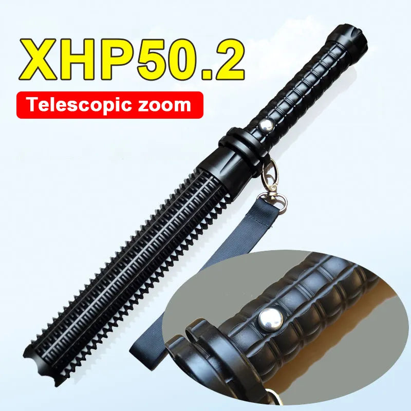 Waterproof camping adventure sneakers-Baseball Bat Flashlight Super Bright LED Torch High Rechargeable Tactical Flashlight 18650 Self Defense Zoomable Waterproof Lamp