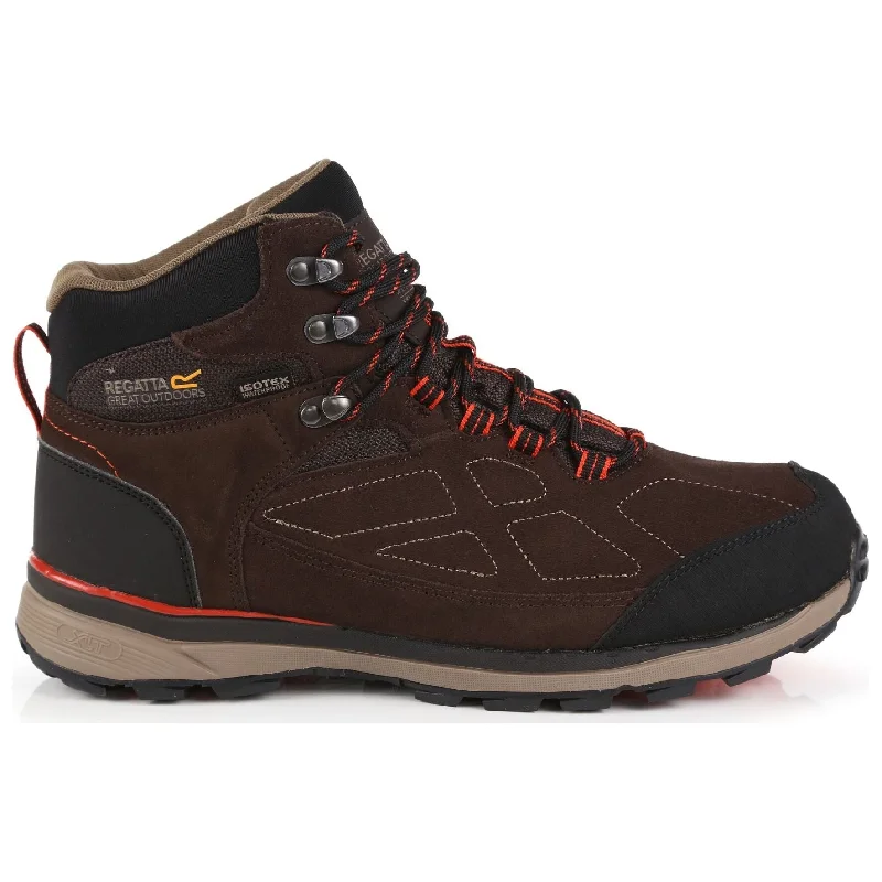 Waterproof hiking adventure trail khaki sneakers-Regatta Samaris Suede Mid Mens Waterproof Walking Boots - Brown