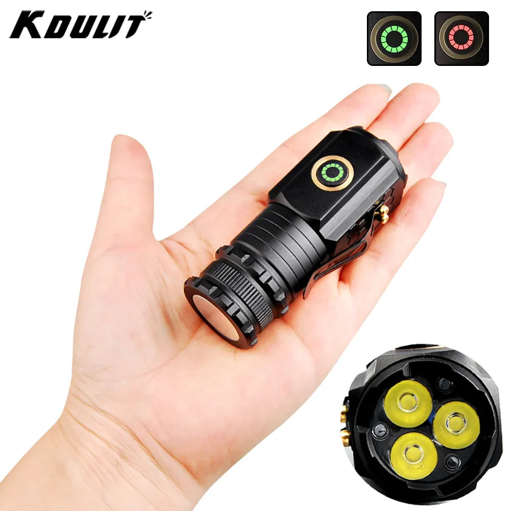 Reflective nylon hiking boundary tape-2000LM Powerful LED Flashlight Super Bright Mini EDC Keychain Light USB Rechargeable Torch Camping Lantern with Power Indicator