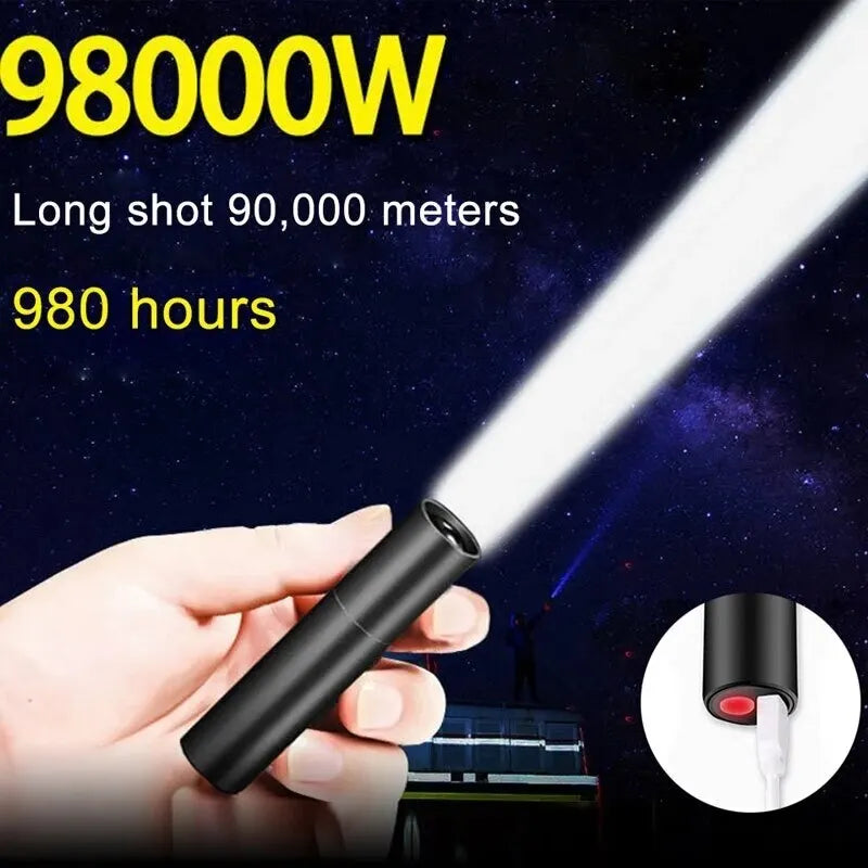 Thermal-insulated trekking stainless mug-Mini Telescopic Zoom Flashlight 3 Light Mode Torch USB Rechargable Waterproof Powerful Flashlights Outdoor Portable Torch Lamp