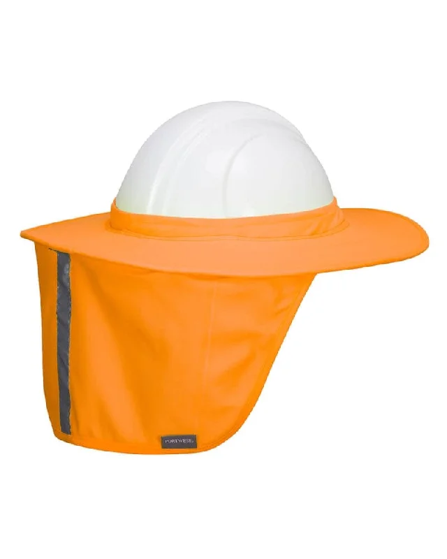 Reflective glow-in-dark hiking boundary cord-Hi Vis Hard Hat Brim With Neck Shade - Orange