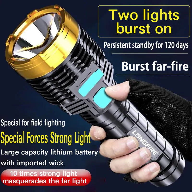 Lightweight titanium trekking skillet-LED Flashlight Mini Portable USB Charging Strong Light Outdoor Camping Bicycle Lamp Emergency Lamp Ultra Bright Lighting light