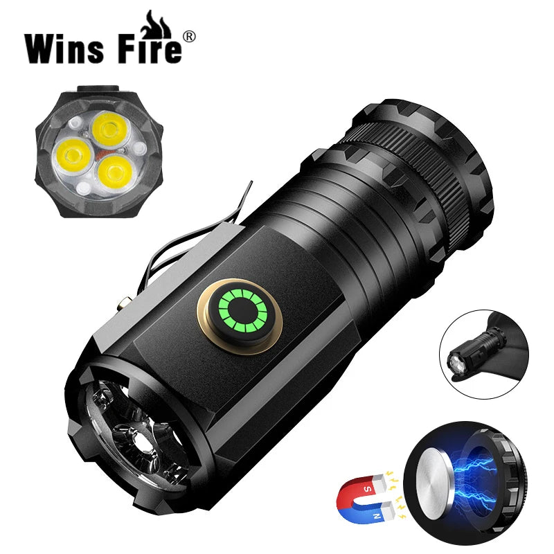 Insulated stainless trekking travel camping thermos-Mini LED Flashlight 3LED Ultra Strong Light Flash Light Portable USB Rechargeable Built-in Battery with Pen Clip and Tail Magnet