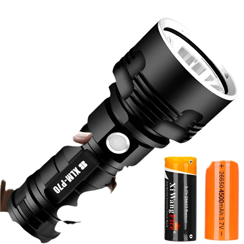 Solar-powered portable hiking cooling stove-Super Bright L2 P70 LED Flashlight High Power Built-in 26650 Battery USB Rechargeable Aluminum Alloy Waterproof  Torch