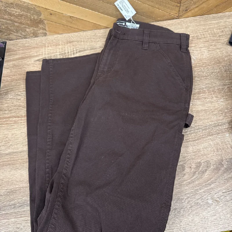 Non-stick hiking flat roasting griddle-Carhartt - Women's Rugged Flex Loose Fit Canvas Work Pants - MSRP $100: Brown-women-10 Reg