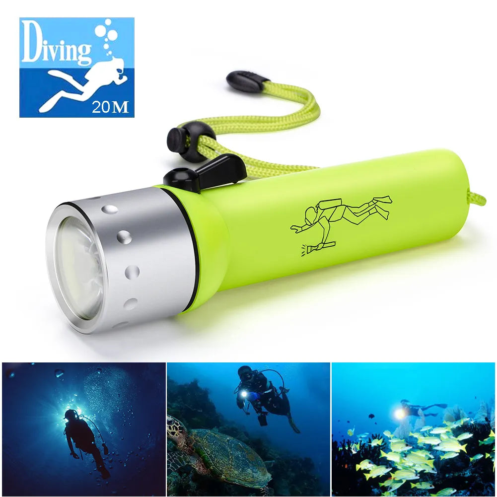 High-volume camping hydration trekking water flask-LED Diving Flashlight Lamp Waterproof scuba Diver Flashlight underwater Diving Flash Light Torch camping outdoor Fish work light