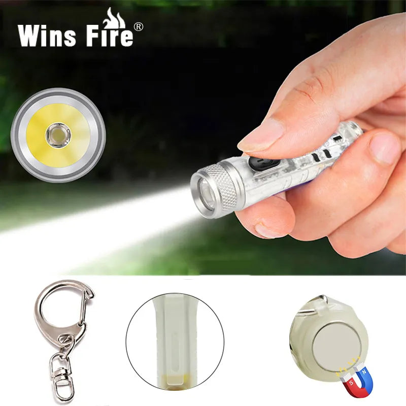 Heavy-duty high-tensile hiking trail anchor rope-Mini Flashlight TYPE-C Fast Charge Portable Torch IP66 Waterproof  Belt Clip Multi-mode Warning Camping Magnetic Flashlight