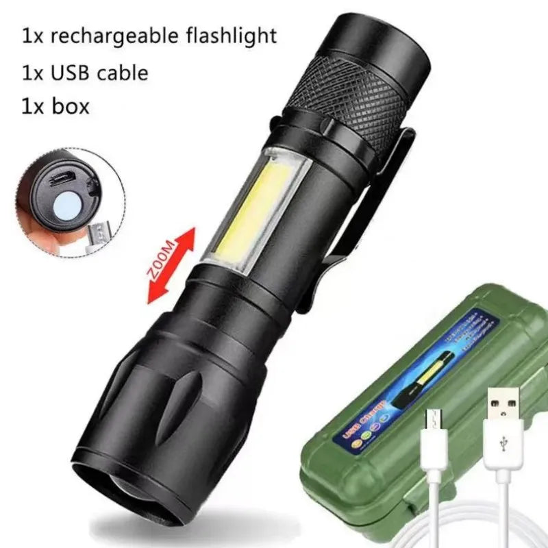 Rechargeable portable campsite beacon-Mini Torch LED  Rechargeable Flashlight Portable USB Charging Flashlight High Power Bank Camping Waterproof Long Range Lantern