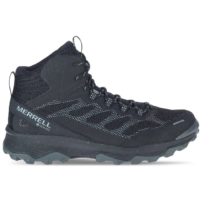 Waterproof Gore-Tex hiking adventure khakis-Merrell Speed Strike Mid GORE-TEX Mens Walking Boots - Black