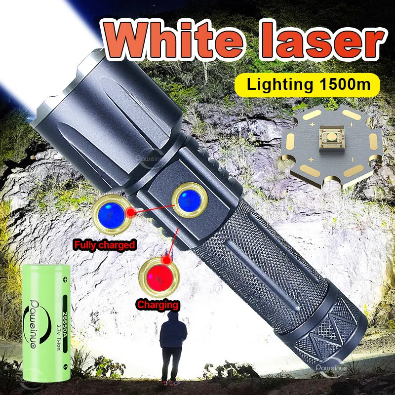 Shock-absorbing trail adventure-ready sandals-White Laser Ultra Powerful LED Flashlight Recharge Flash Light USB High Power LED Flashlights Tactical Lantern Long Shot Torch