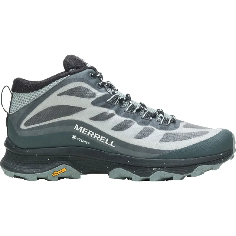 Waterproof hiking trail adventure khaki shorts-Merrell Moab Speed Mid GORE-TEX Mens Walking Boots - Grey