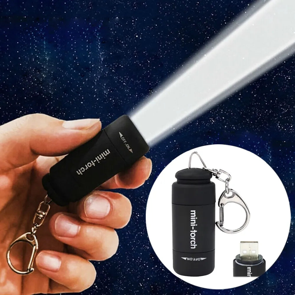 Weatherproof heavy-duty hiking tent stakes-1PC Mini Keychain Pocket Torch USB Rechargeable LED Light Stonego Flashlight Lamp Waterproof Keychain Light