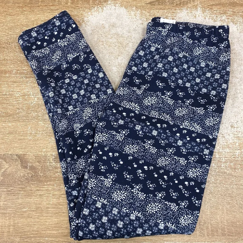 Padded quick-dry trekking socks-Just Cozy - Women's Patterned Fleece Leggings - MSRP $40: Navy/White-women-XL+