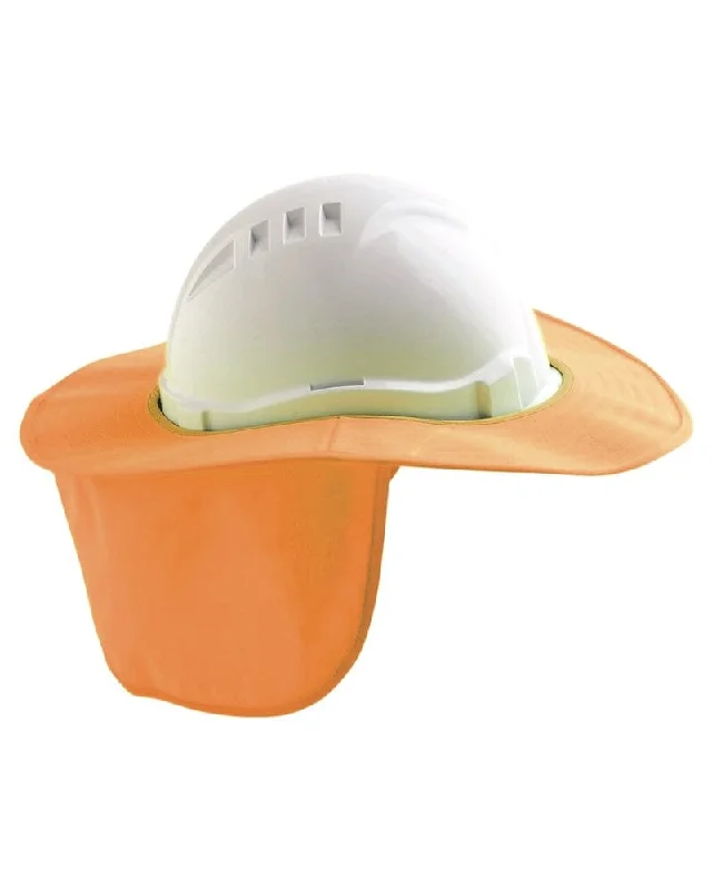 Rechargeable trail campsite perimeter flood lamp-Hard Hat Brim With Neck Flap - Fluro Orange