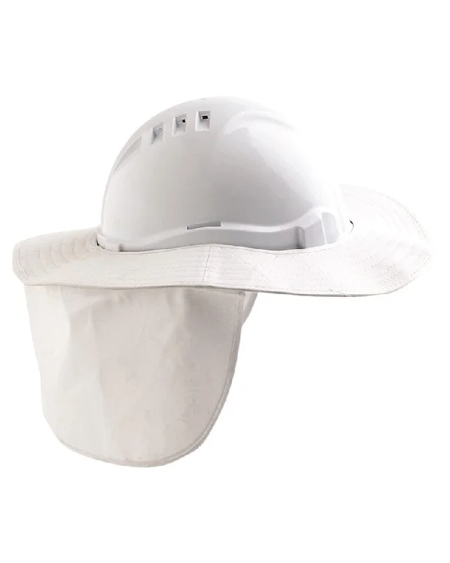 Heavy-duty high-tensile hiking cordage-Hard Hat Brim With Neck Flap - White