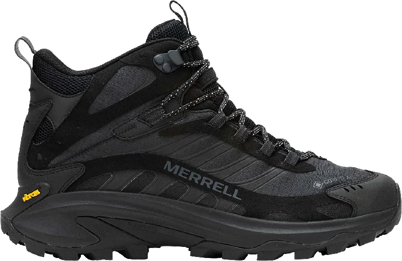 Waterproof camping trail adventure khaki shorts-Merrell Moab Speed 2 Mid GORE-TEX Mens Walking Boots - Black